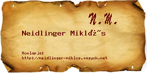 Neidlinger Miklós névjegykártya